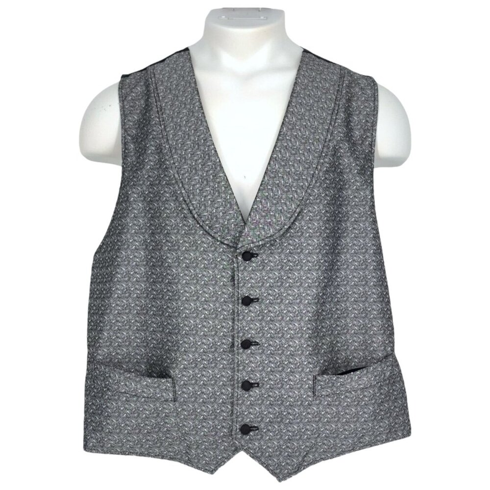 Wah Maker Mens XL Gray Tweed Frontier Lapel Vest Lined Made In USA Western